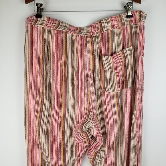 Sundance Bakari Pants Pink Brown Stripe Cuffed Relaxed Caravan Boho Size Large - Picture 5 of 9